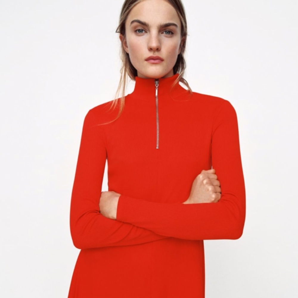 Zara zipped retro red dress 🔥